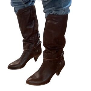 Made in Brazil Brown Leather Pull On Cowgirl Boots